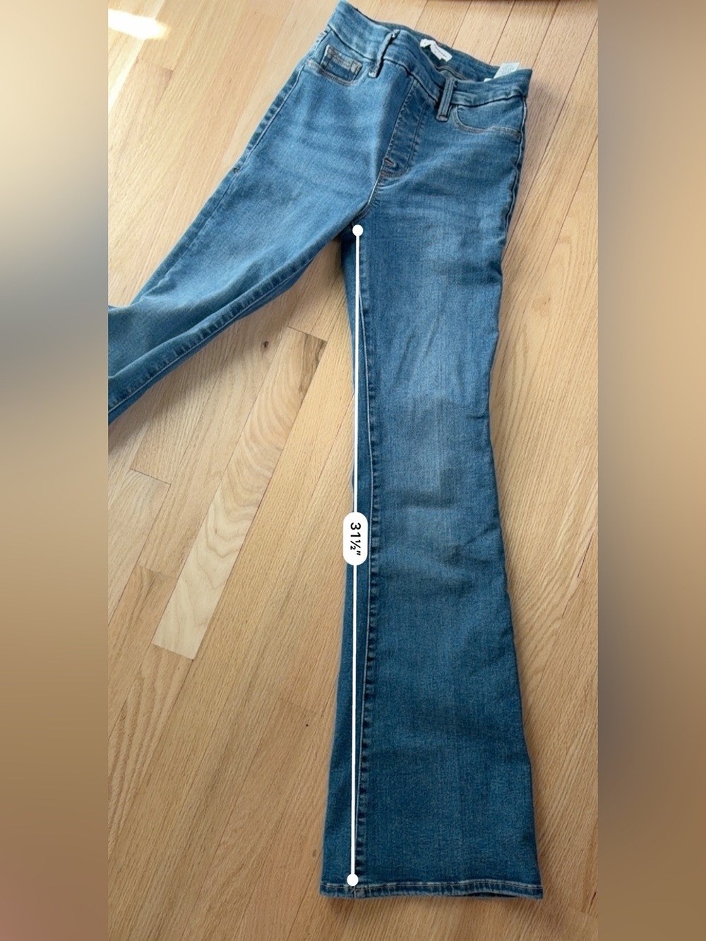 Good American Power Stretch Pull On Flare Jeans Women’s Small High Rise Blue - Picture 6 of 6